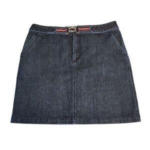 VTG Talbot's Petites Dark Blue Denim Belted Mini Jean Skirt Plussize 16